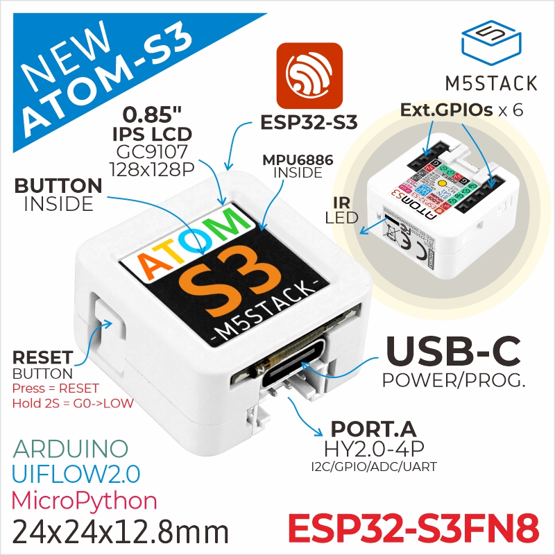 Original M5Stack ATOMS3 ESP32- - Esp32 Uart Module 评论和价格